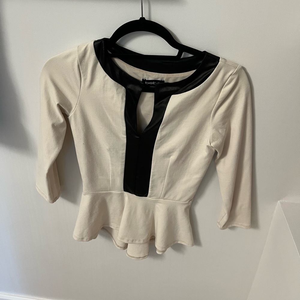 Bebe Black and Cream Blouse